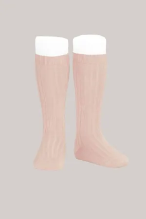 Cóndor Basic Rib Knee High Socks-Rosa Empolvado