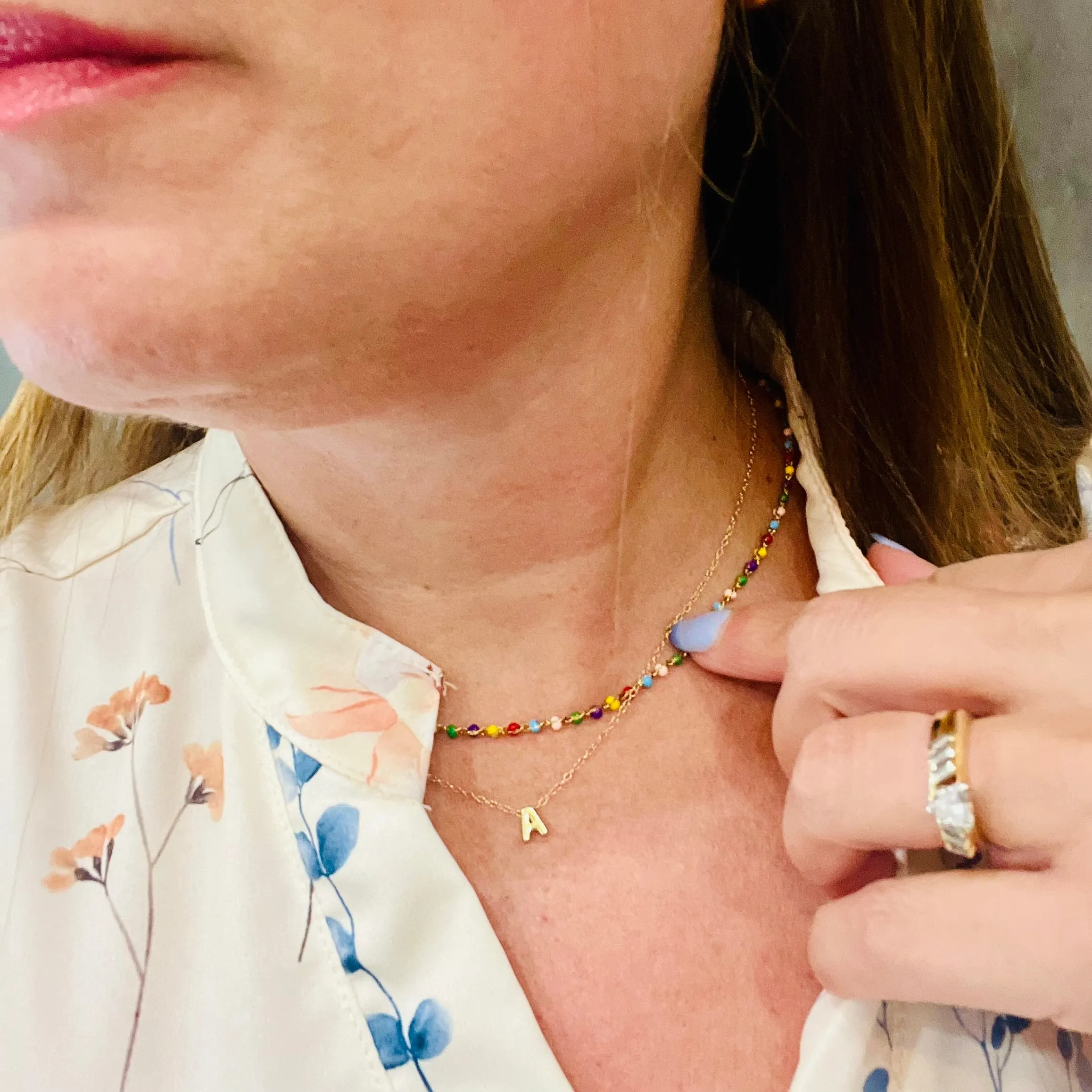 Colorful Gold Plated Beads Necklace