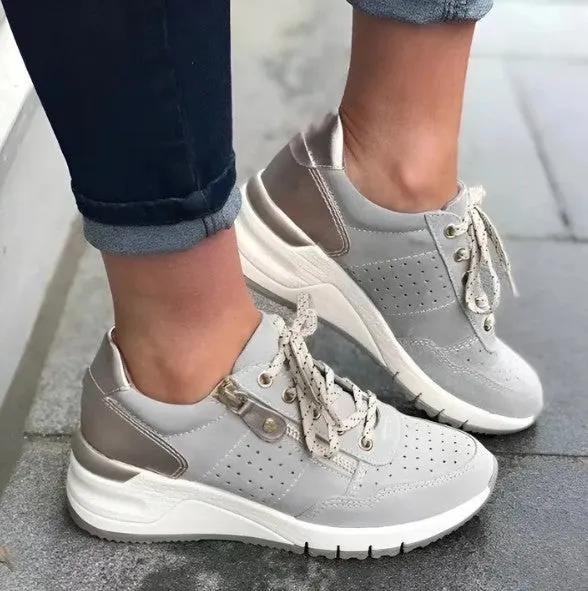 Comfortable orthopedic wedge sneakers for women - winter fashion 2025