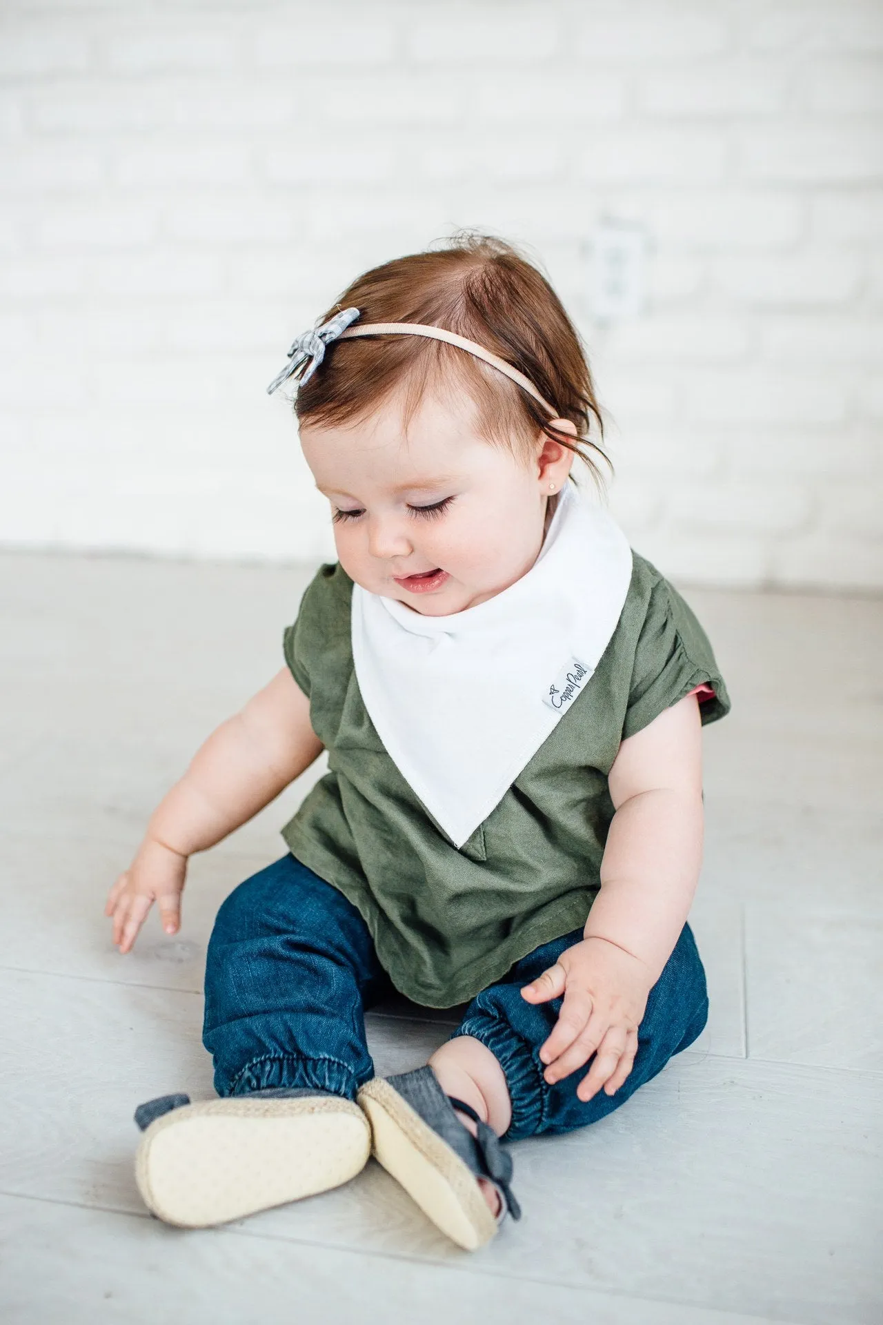 Copper Pearl White Basics Bandana Bib Set