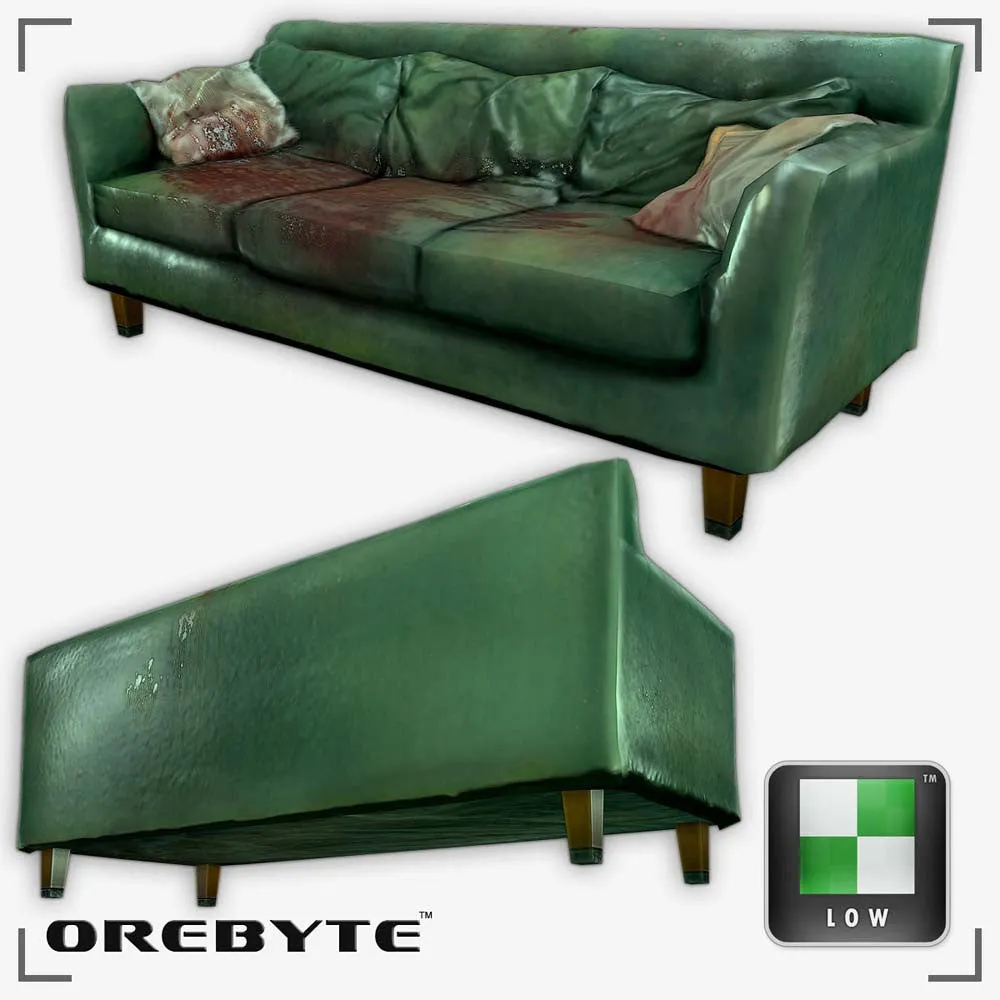 Couch Sofa Green 01