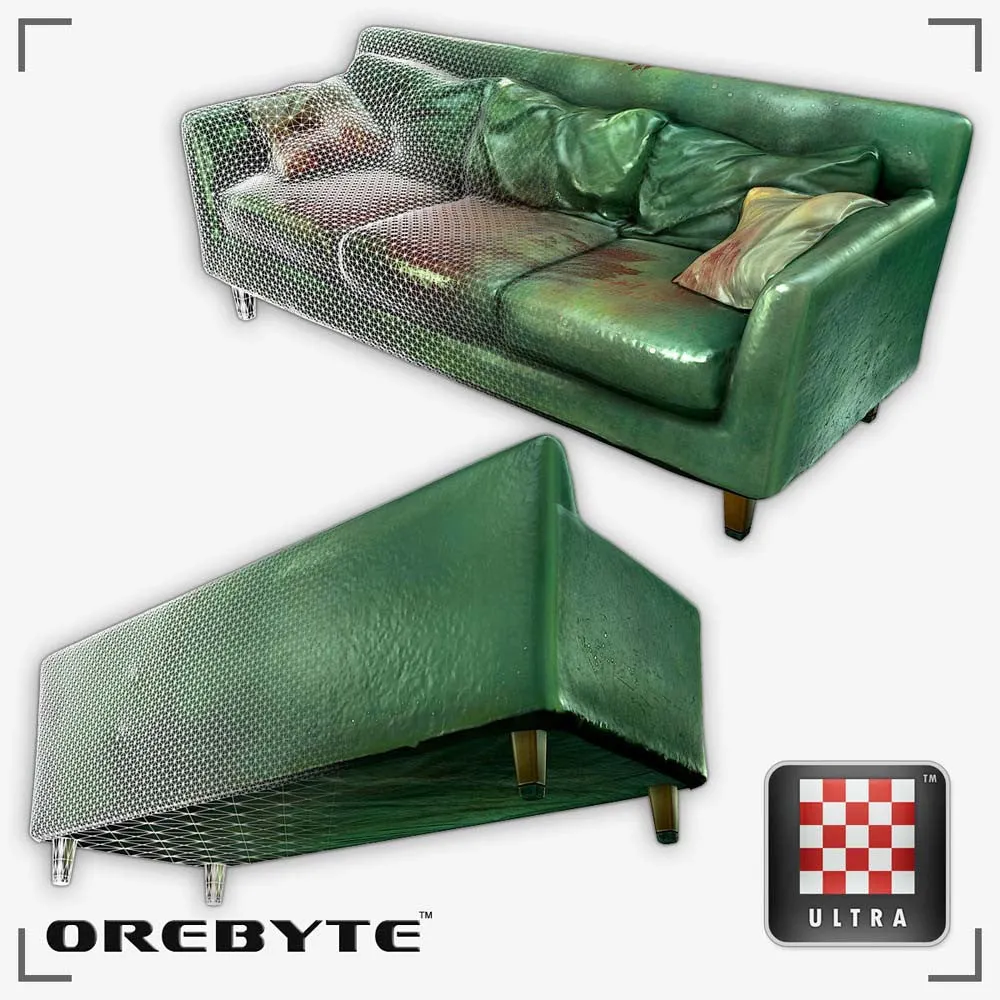 Couch Sofa Green 01