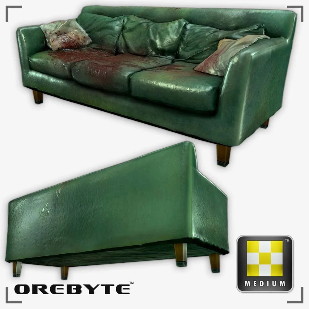 Couch Sofa Green 01