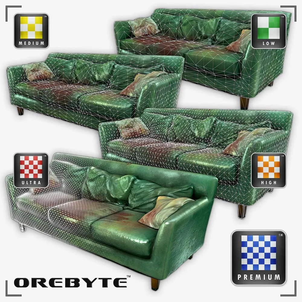 Couch Sofa Green 01