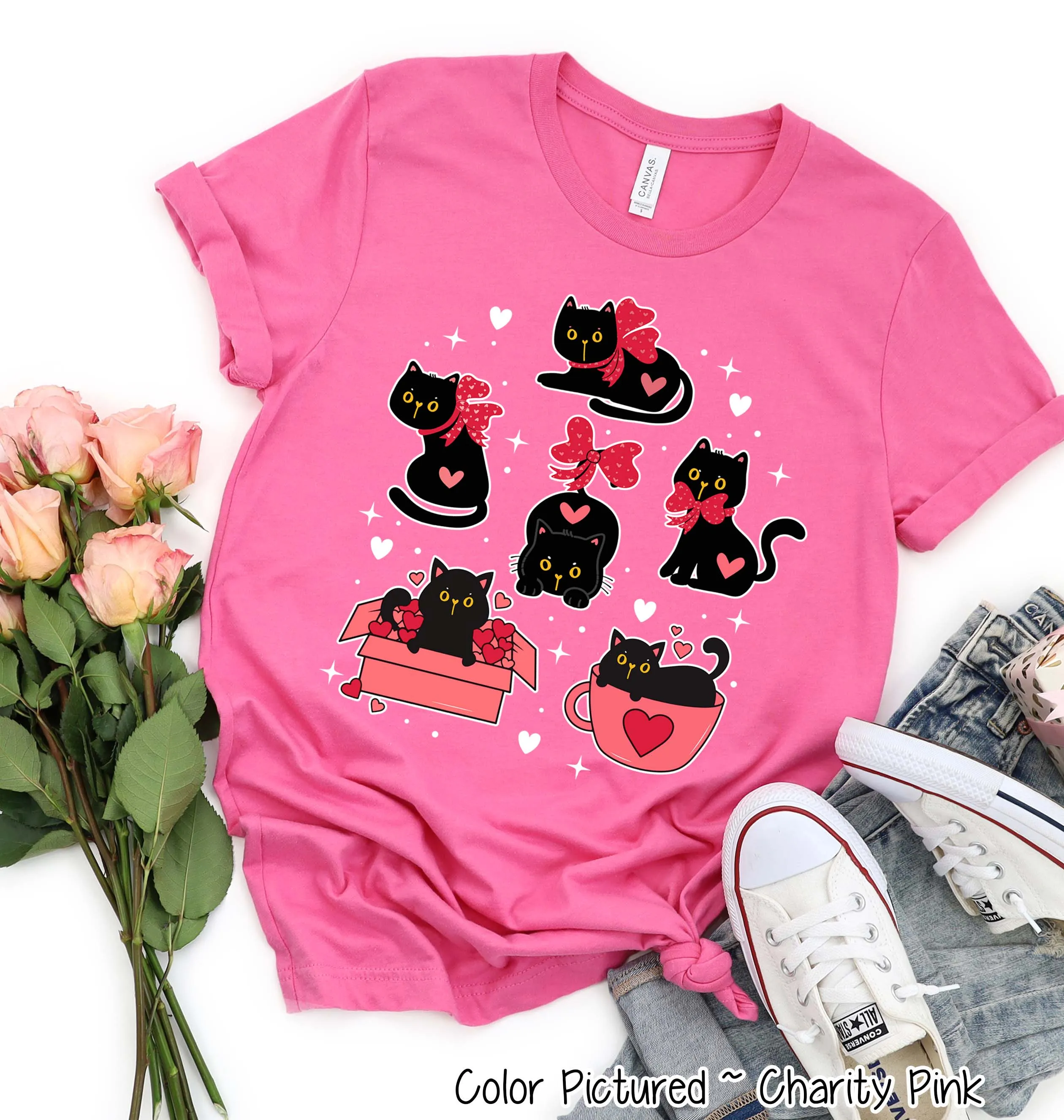 Cute Black Cat Valentine Tee or Sweatshirt