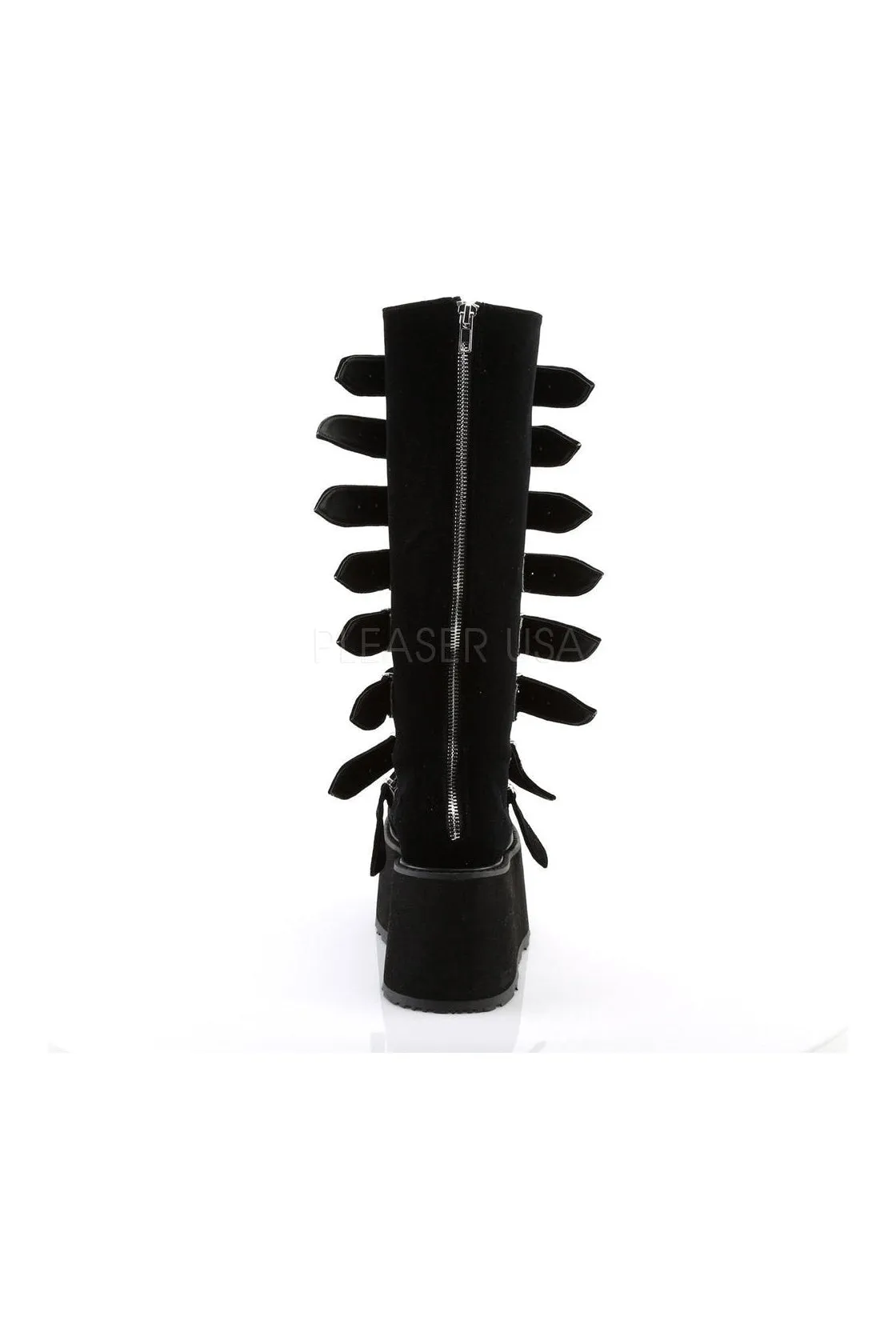 DAMNED-318 Demonia Knee Boot | Black Velvet