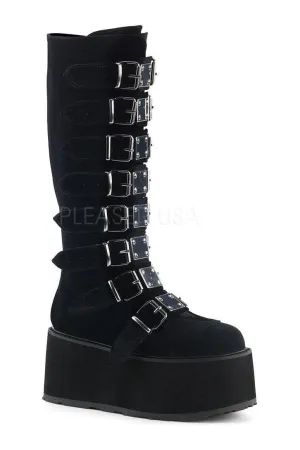 DAMNED-318 Demonia Knee Boot | Black Velvet