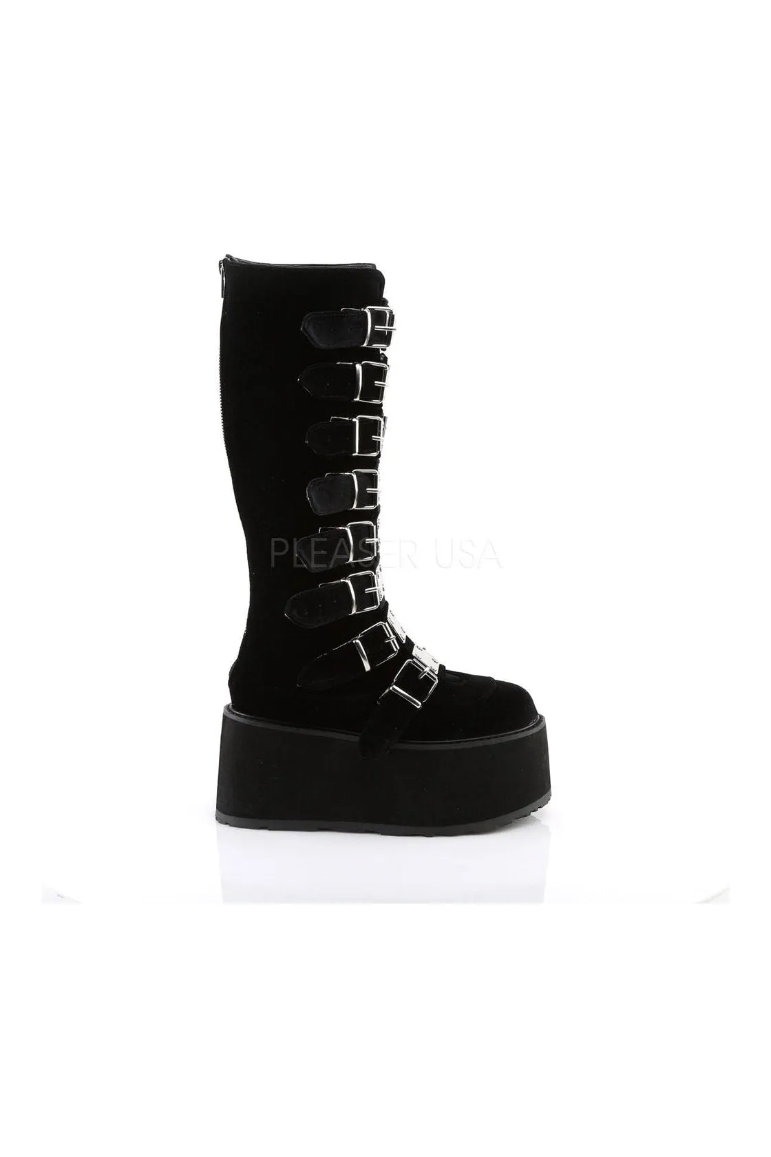 DAMNED-318 Demonia Knee Boot | Black Velvet