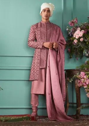 Deco rose sherwani set