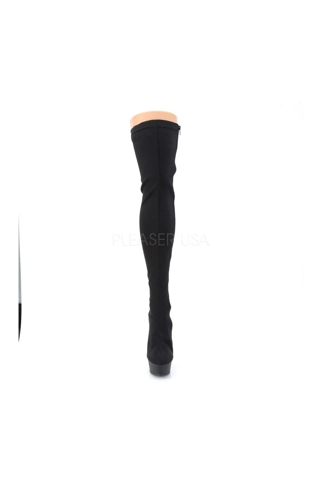 DELIGHT-3003 Platform Thigh Boot | Black Lycra
