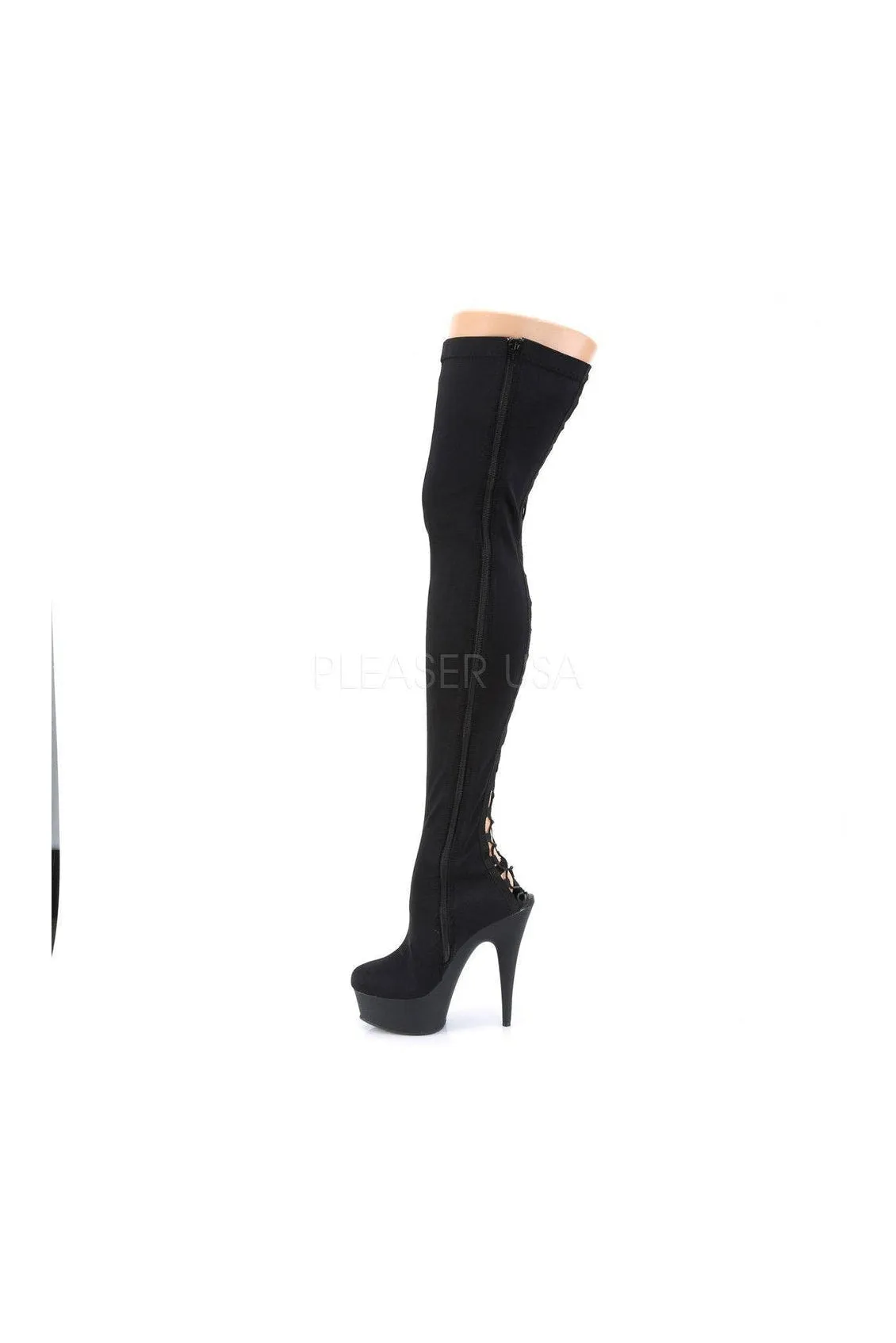 DELIGHT-3003 Platform Thigh Boot | Black Lycra