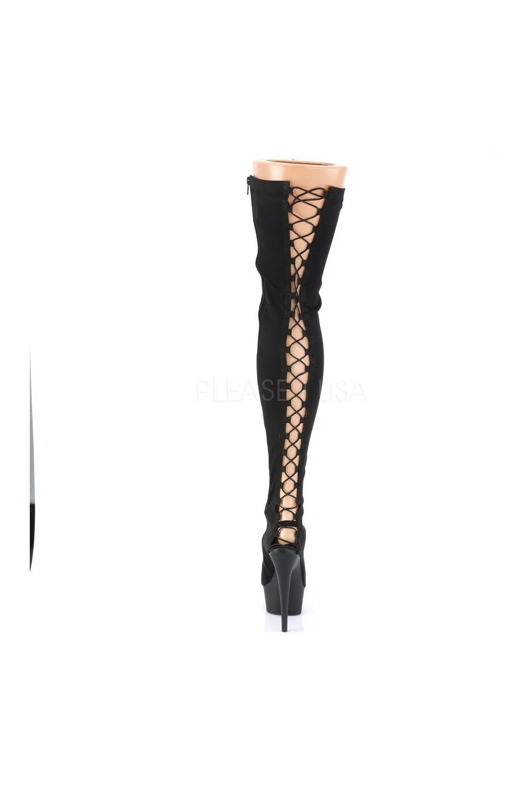 DELIGHT-3003 Platform Thigh Boot | Black Lycra
