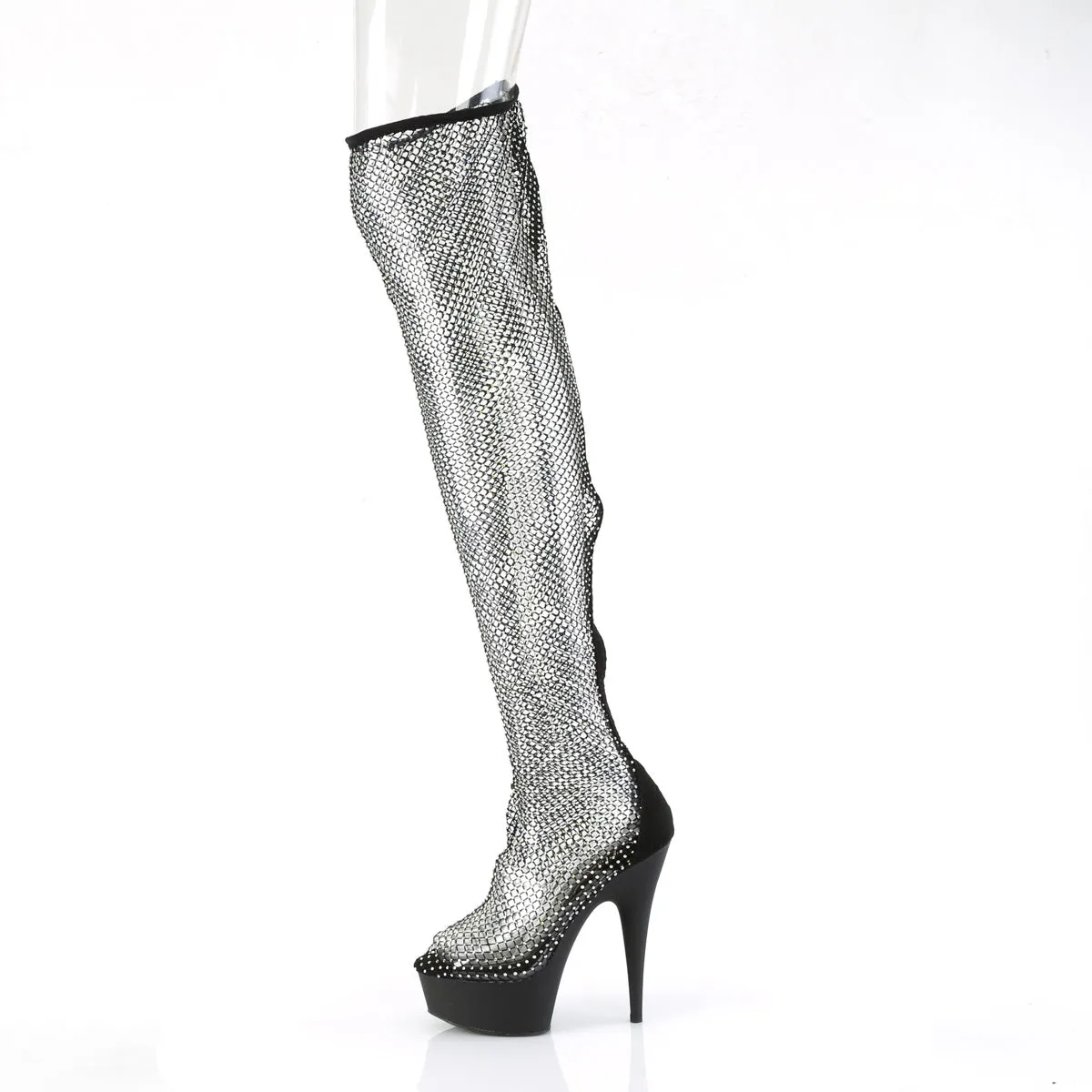 DELIGHT-3009  Black Faux Suede-RS Mesh/Black Matte