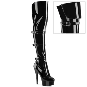 DELIGHT-3018  Black Stretch Patent/Black