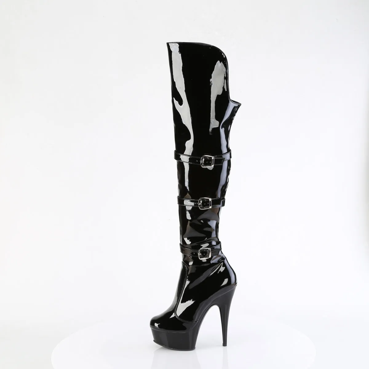 DELIGHT-3018  Black Stretch Patent/Black