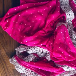 Designer Dupatta In Hot Pink