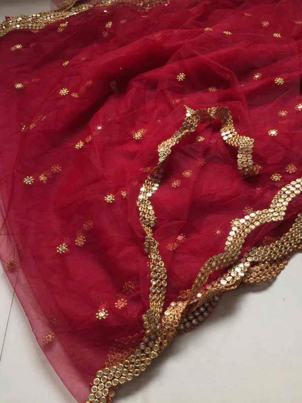 Designer Dupatta In Mehroon