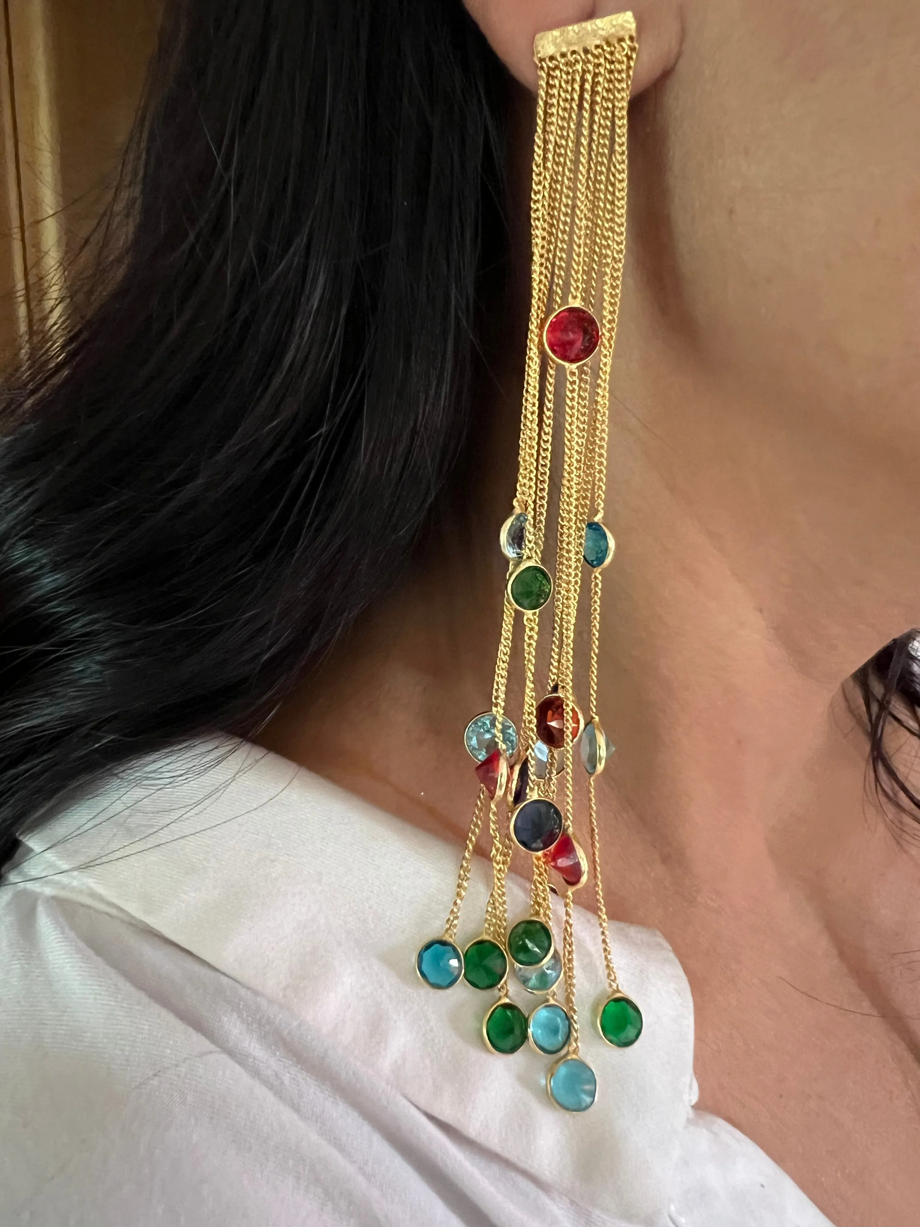 Designer Sapphire Long Earrings