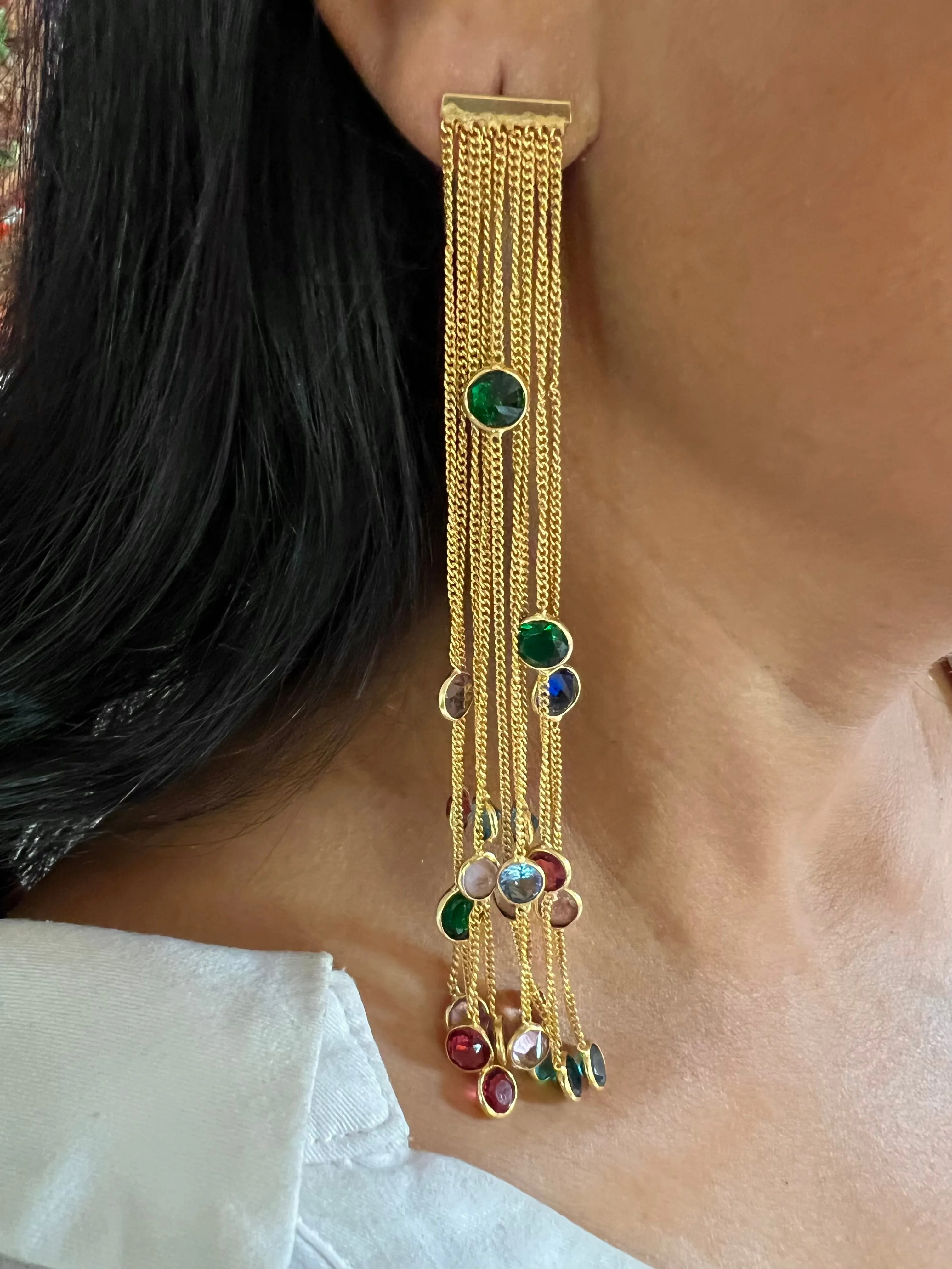Designer Sapphire Long Earrings