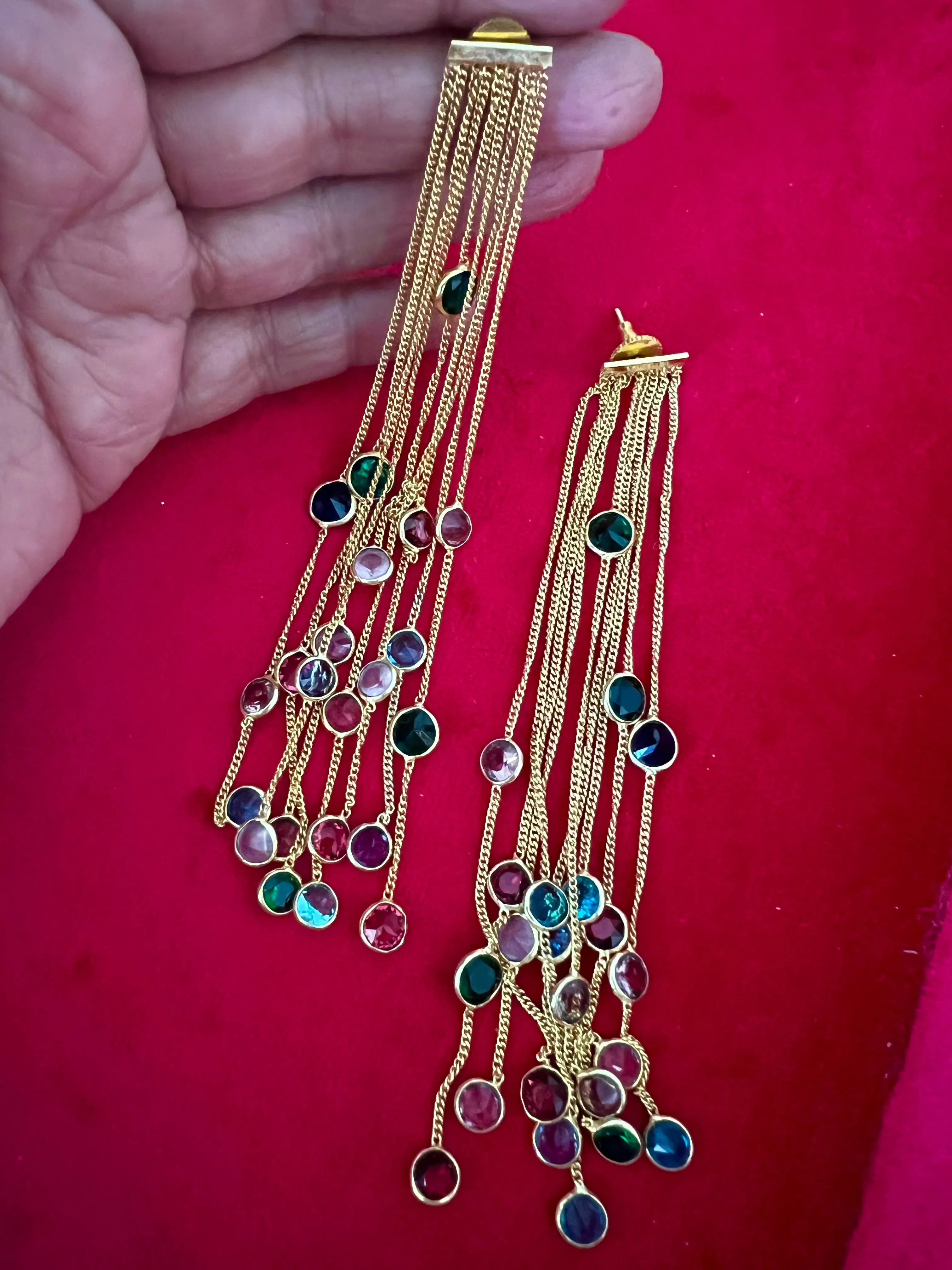 Designer Sapphire Long Earrings