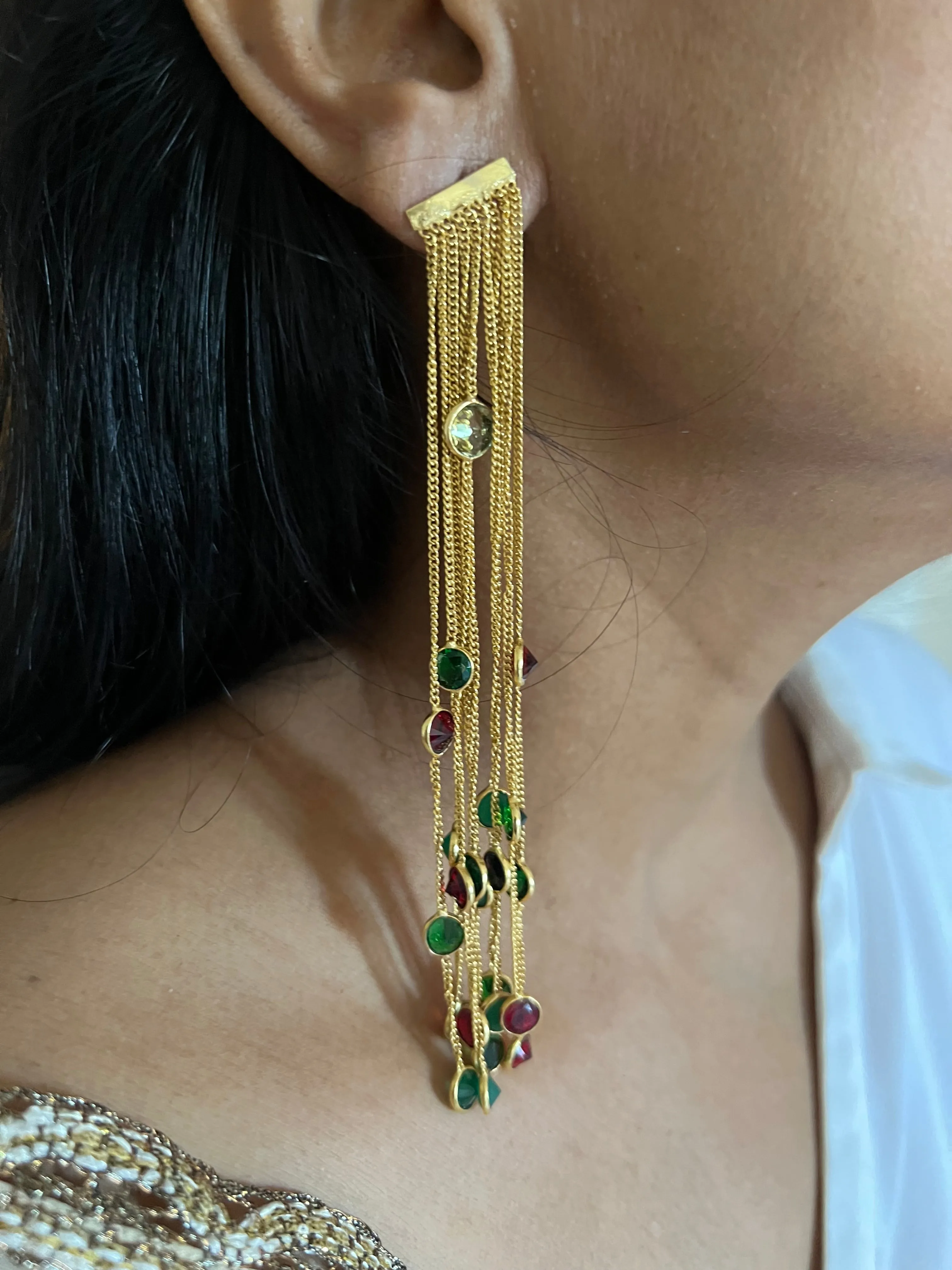 Designer Sapphire Long Earrings