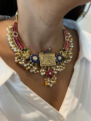Designer Wedding Necklace with Kundan Earrings