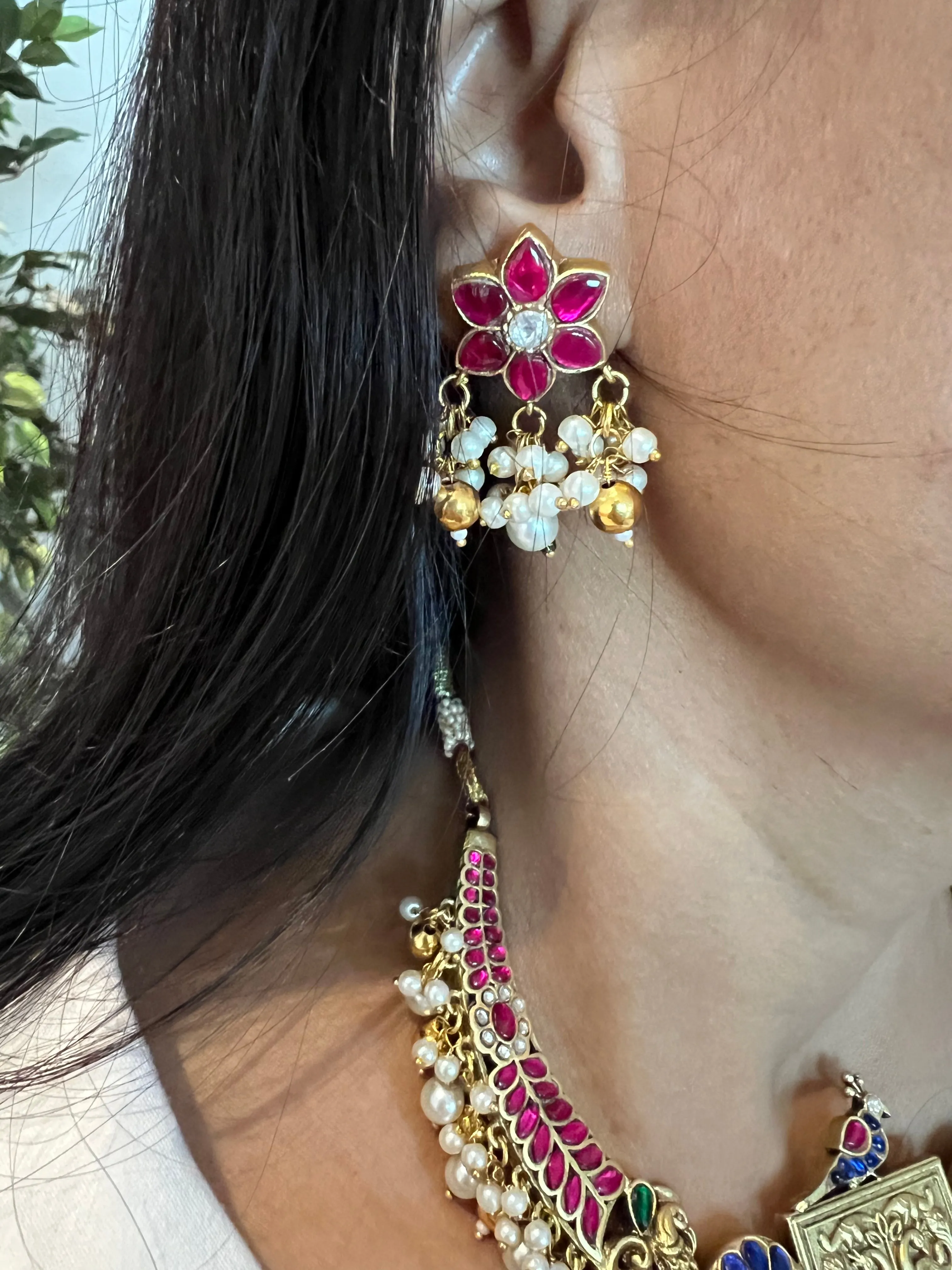 Designer Wedding Necklace with Kundan Earrings