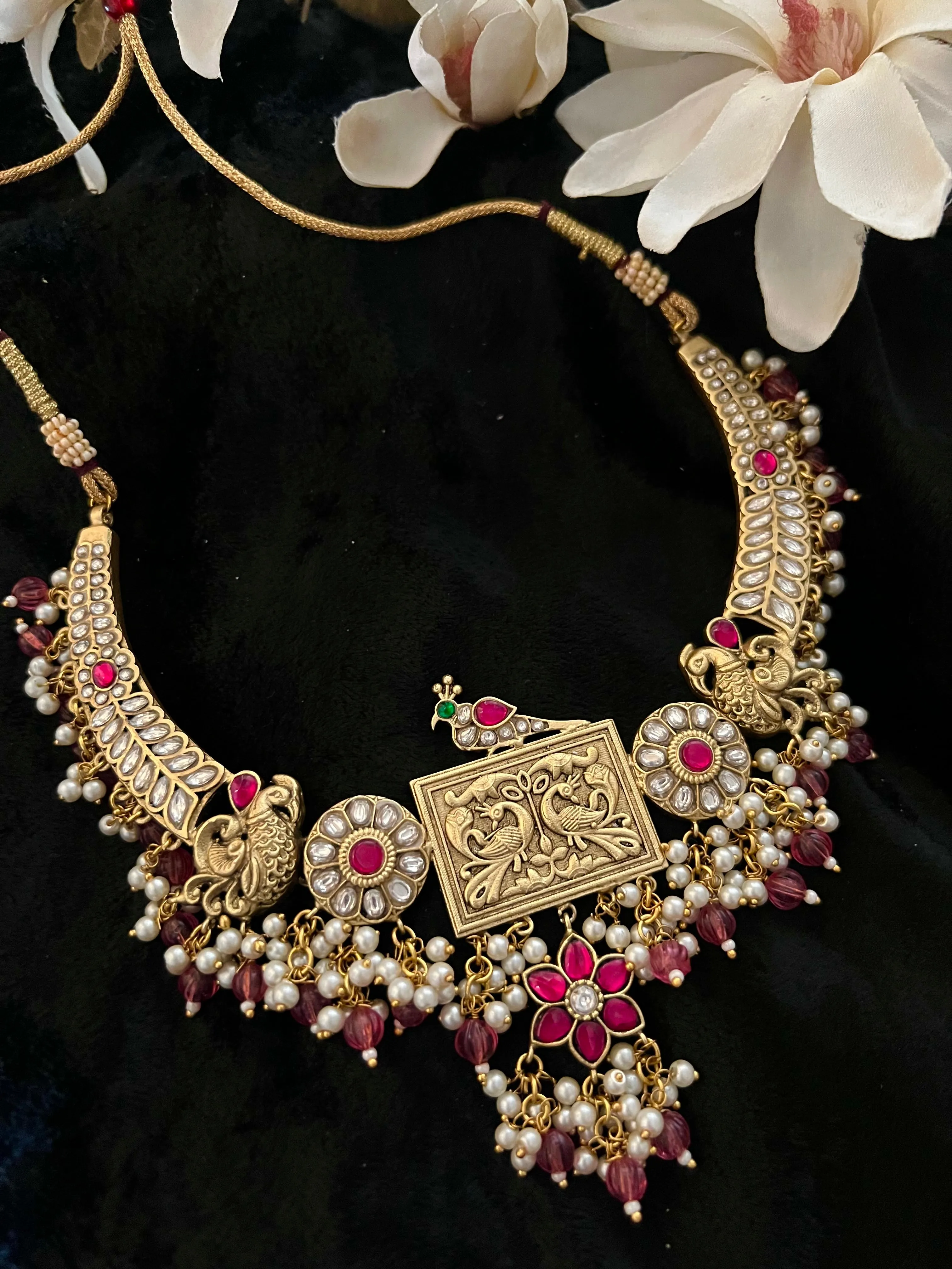 Designer Wedding Necklace with Kundan Earrings