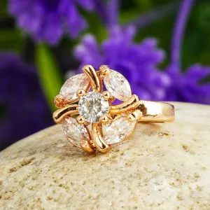 Elegant Crystal Studded Gold Nose Pin