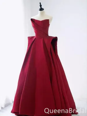 Elegant  Red Strapless A-line Lace up Back  Party Dress Long Prom Dresses to Impress ,WGP1396