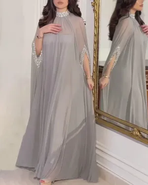 Elegant Strapless Dress and Sheer Mesh High Neck Outwear Set