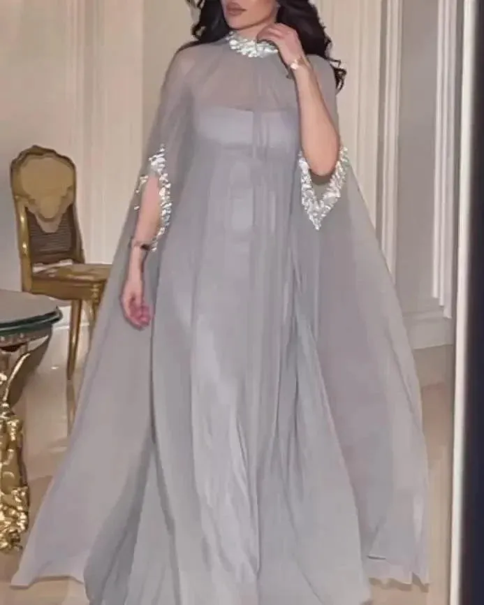 Elegant Strapless Dress and Sheer Mesh High Neck Outwear Set
