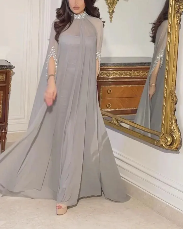 Elegant Strapless Dress and Sheer Mesh High Neck Outwear Set