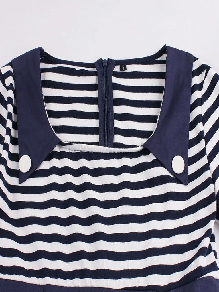Elegant Stripe High Waist 50s 60s Dress