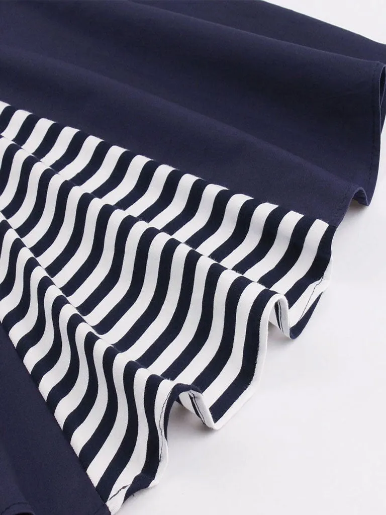 Elegant Stripe High Waist 50s 60s Dress