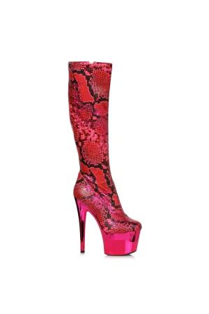 Ellie 709-VENOM 7" Snake Print Knee Boot