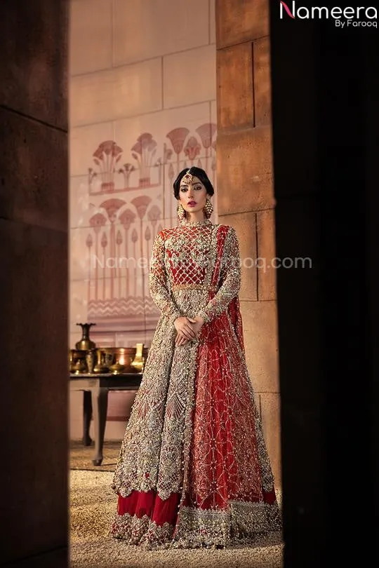 Embriodered Designer Red Lehenga for bride #BN842