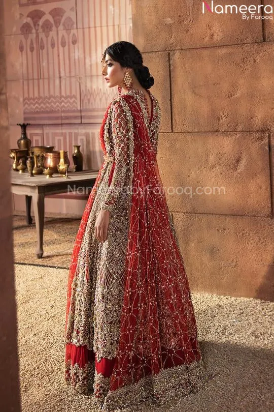 Embriodered Designer Red Lehenga for bride #BN842