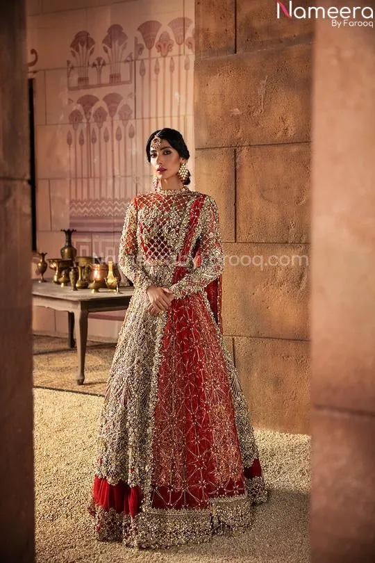 Embriodered Designer Red Lehenga for bride #BN842