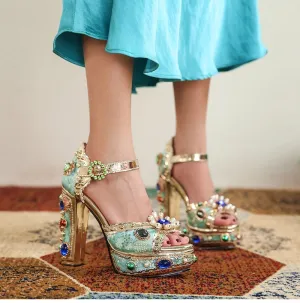Embroidery Platform High Heel