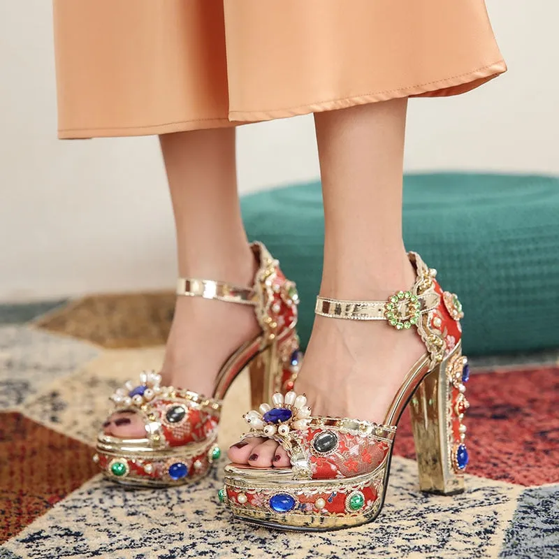 Embroidery Platform High Heel