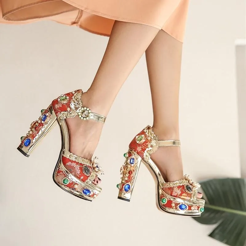 Embroidery Platform High Heel