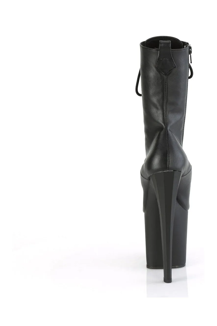 ENCHANT-1040 Black Faux Leather Knee Boot
