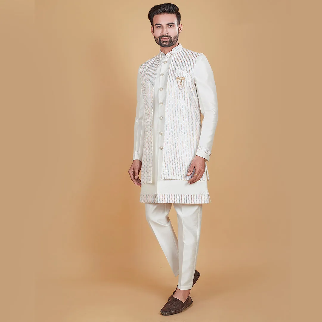 Ethereal Charm Off-White Indo-Western with Designer Jacket