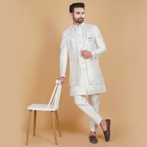 Ethereal Charm Off-White Indo-Western with Designer Jacket