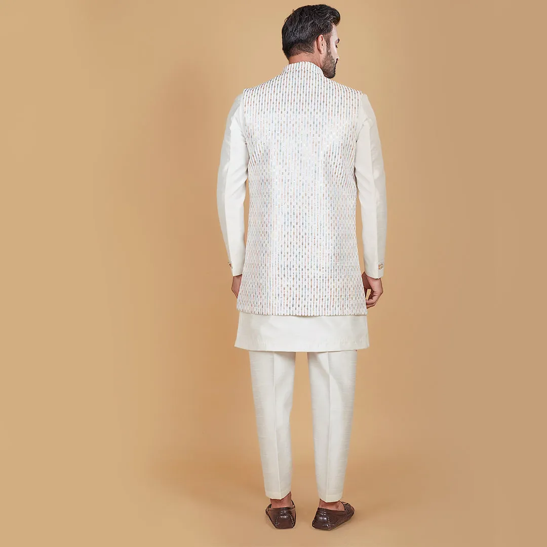 Ethereal Charm Off-White Indo-Western with Designer Jacket