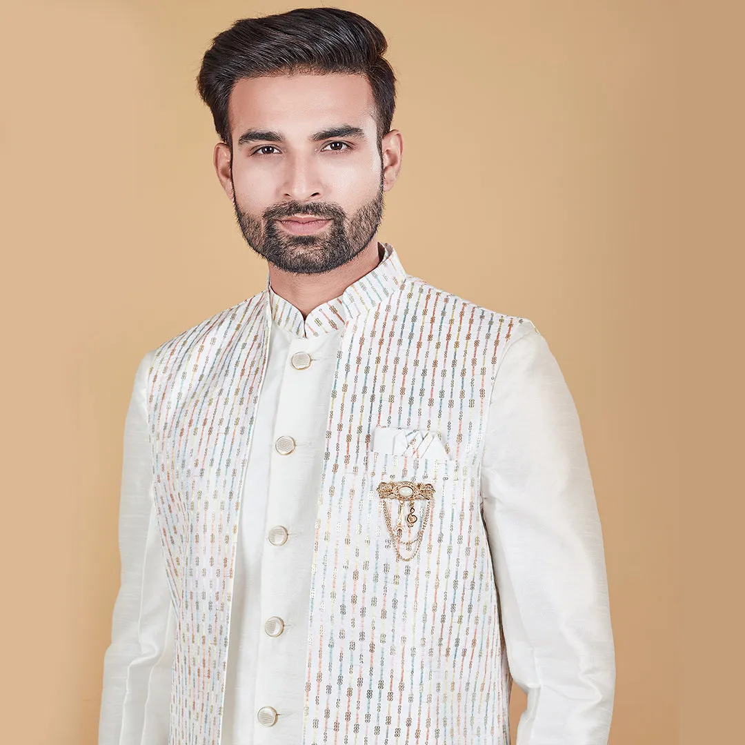 Ethereal Charm Off-White Indo-Western with Designer Jacket