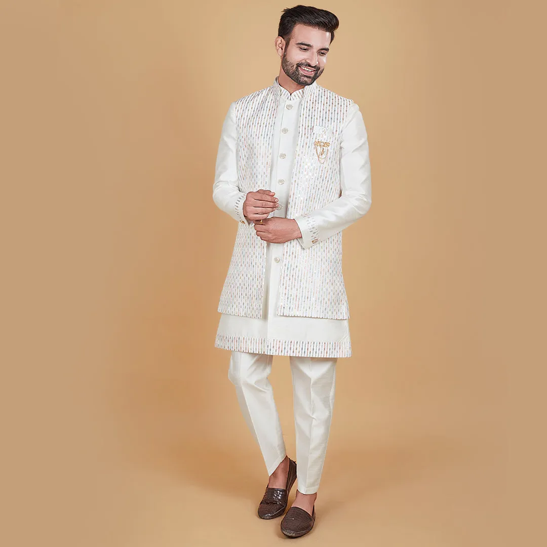 Ethereal Charm Off-White Indo-Western with Designer Jacket