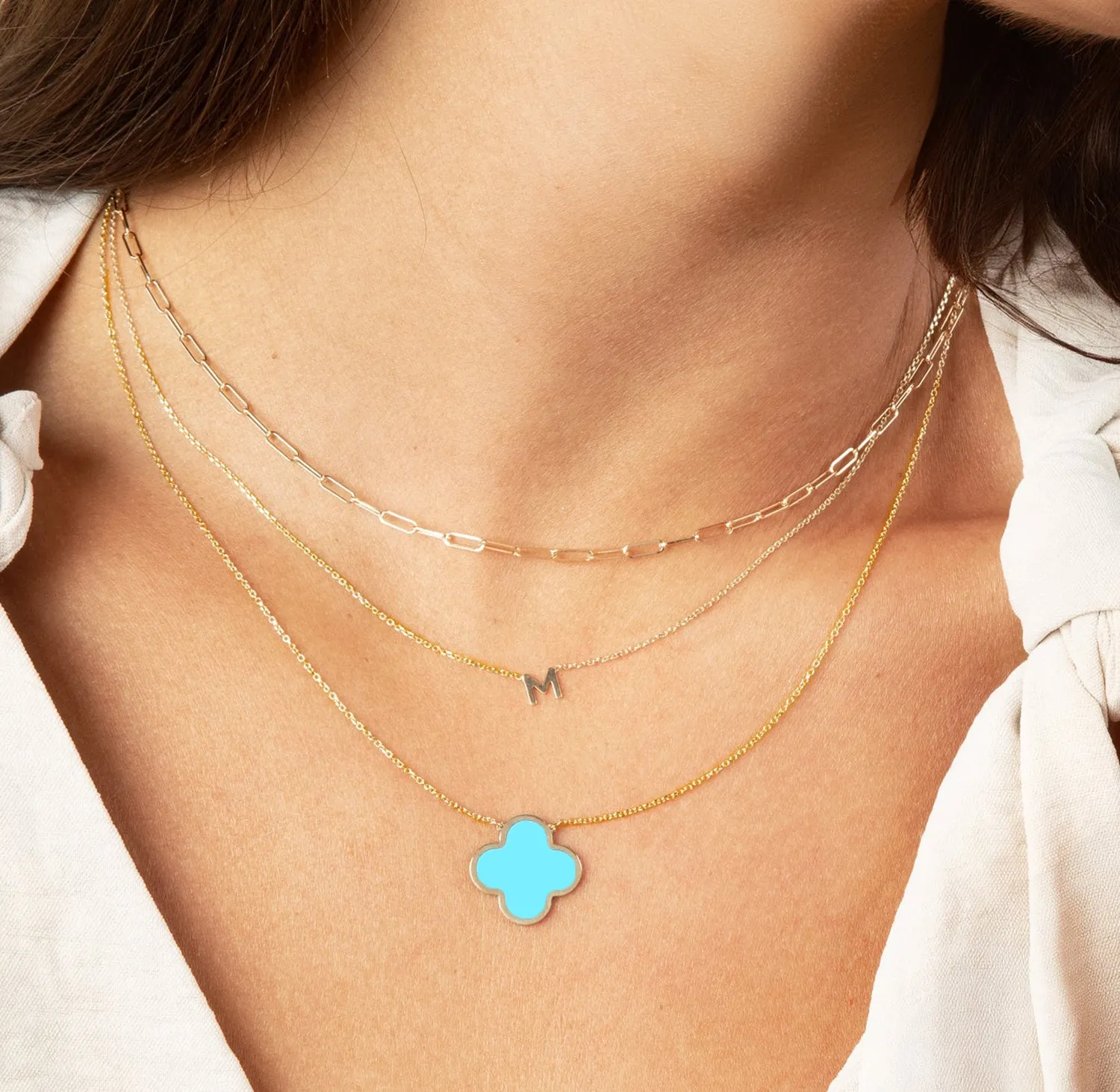 Extra Large Turquoise Single Clover Necklace
