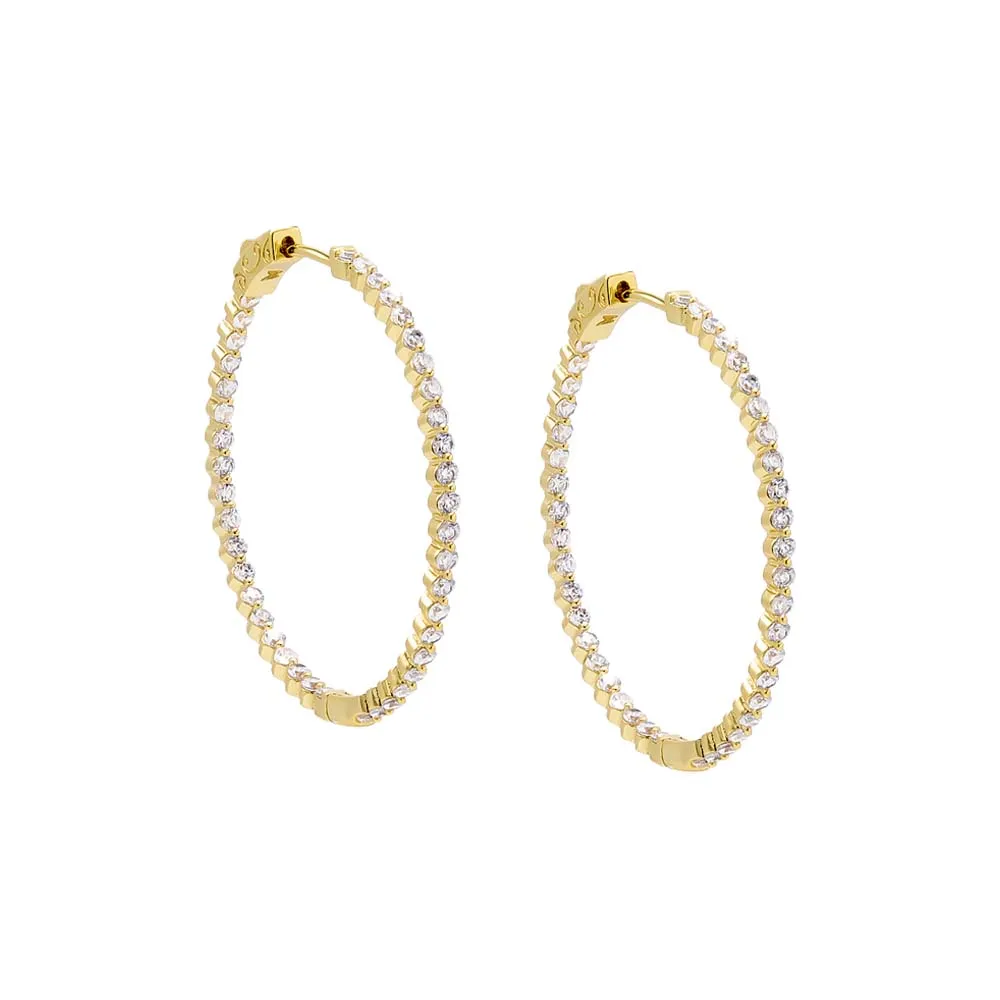 Fancy CZ Tennis Open Hoop Earirng